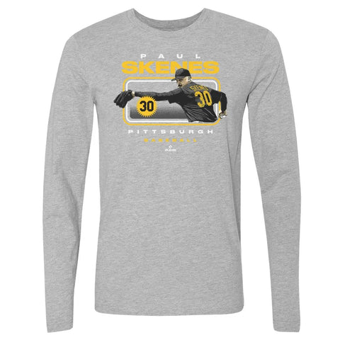 Pittsburgh Pirates Paul Skenes Pittsburgh Headline Men's Long Sleeve T-Shirt Men's Long Sleeve T-Shirt 500 LEVEL Heather Gray S Men's Long Sleeve T-Shirt