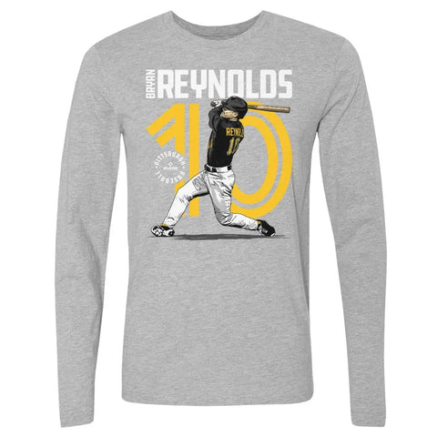 Pittsburgh Pirates Bryan Reynolds Men's Long Sleeve T-Shirt Men's Long Sleeve T-Shirt 500 LEVEL Heather Gray S Men's Long Sleeve T-Shirt