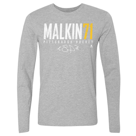 Pittsburgh Penguins Evgeni Malkin Men's Long Sleeve T-Shirt Men's Long Sleeve T-Shirt 500 LEVEL Heather Gray S Men's Long Sleeve T-Shirt