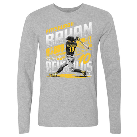 Pittsburgh Pirates Bryan Reynolds Men's Long Sleeve T-Shirt Men's Long Sleeve T-Shirt 500 LEVEL Heather Gray S Men's Long Sleeve T-Shirt