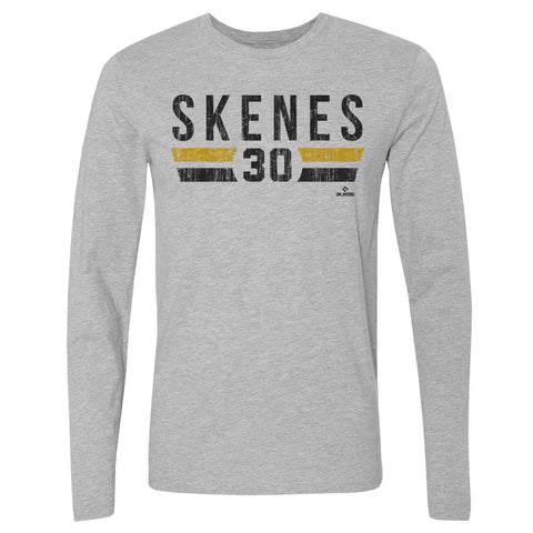 Pittsburgh Pirates Paul Skenes Men's Long Sleeve T-Shirt Men's Long Sleeve T-Shirt 500 LEVEL Heather Gray S Men's Long Sleeve T-Shirt