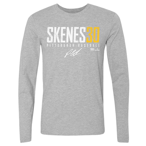 Pittsburgh Pirates Paul Skenes Men's Long Sleeve T-Shirt Men's Long Sleeve T-Shirt 500 LEVEL Heather Gray S Men's Long Sleeve T-Shirt