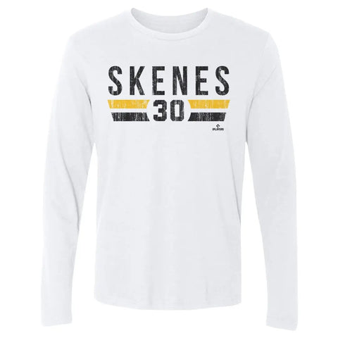 Pittsburgh Pirates Paul Skenes Men's Long Sleeve T-Shirt Men's Long Sleeve T-Shirt 500 LEVEL White S Men's Long Sleeve T-Shirt