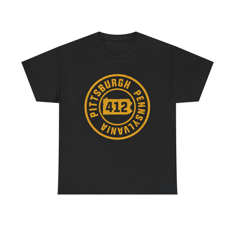 412 Pittsburgh Stamp - Unisex Heavy Cotton Tee