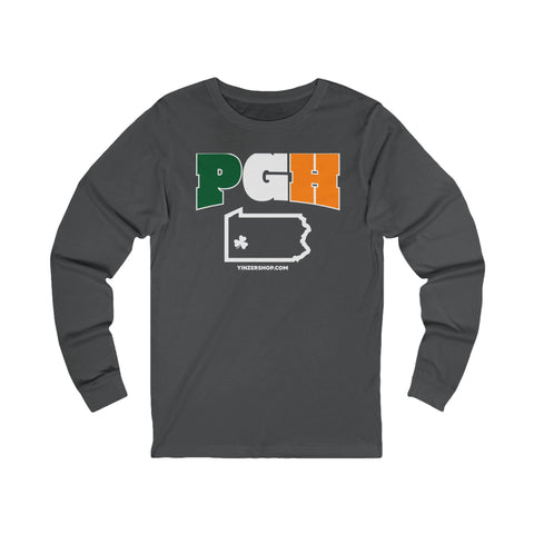 PGH Series Irish Flag - St. Patty's Day - Long Sleeve Tee Long-sleeve Printify S Asphalt