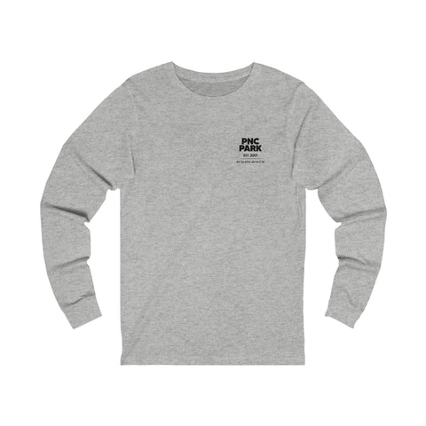 Pittsburgh Pirates PNC Park Long Sleeve T-Shirt Print on Back w/ Small Logo Long-sleeve Printify XS Athletic Heather 