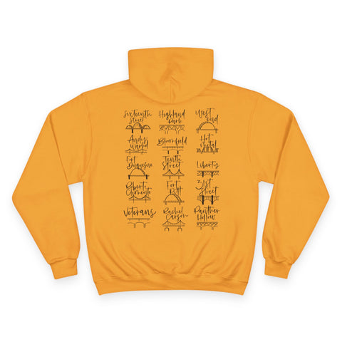 Pittsburgh Bridges Doodle - Print on back - Champion Hoodie