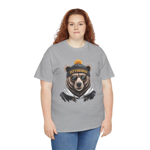 Pittsburgh Game Day Bear - Unisex Heavy Cotton Tee
