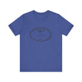 Pittsburgh Border Stamp - Short Sleeve T-Shirt in heather true royal blue, featuring a black Pittsburgh stamp, available with express shipping.