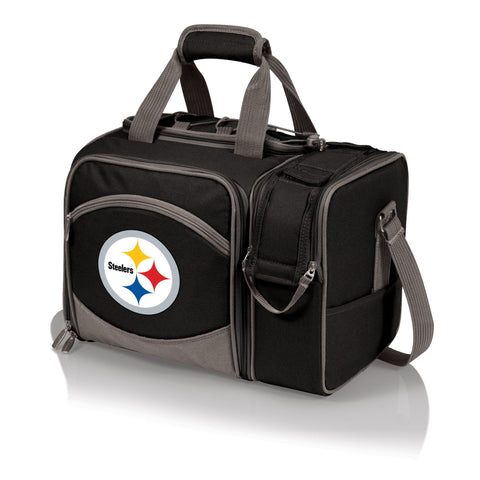 Pittsburgh Steelers - Malibu Picnic Basket Cooler Cooler Picnic Time Family of Brands Black  