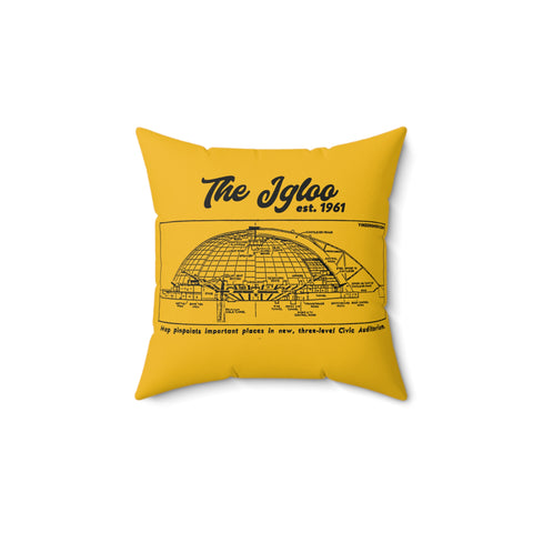 The Igloo - 1961 - Civic Arena - Retro Schematic - Spun Polyester Square Pillow