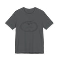 Pittsburgh Border Stamp - Short Sleeve T-Shirt in dark gray with subtle black stamp, perfect for fast delivery and slim fit fashion.