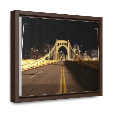 Pittsburgh Roberto Clemente Bridge at Night printed on Canvas Wraps, Horizontal Frame Canvas Printify