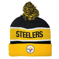 Pittsburgh Steelers Starter Knit Cap Stripe Pom Pom Hat Knit Beanies Turnovers Inc