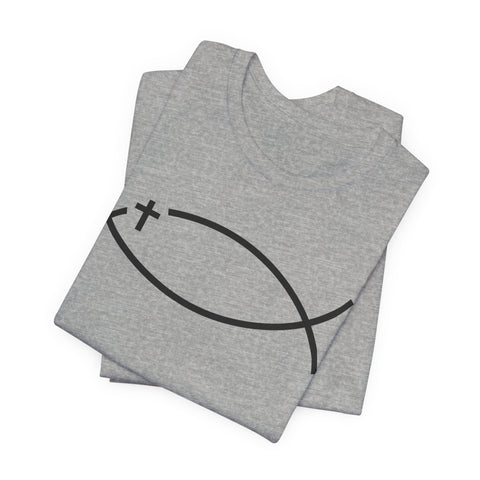 Christianity Cross Fish Symbol - Unisex Jersey Short Sleeve Tee