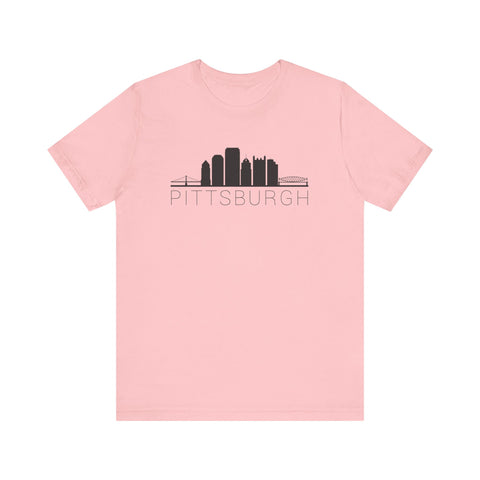 Pittsburgh Downtown Skyline Simplistic Design T-Shirt  - Unisex bella+canvas 3001 T-Shirt Printify Pink S 