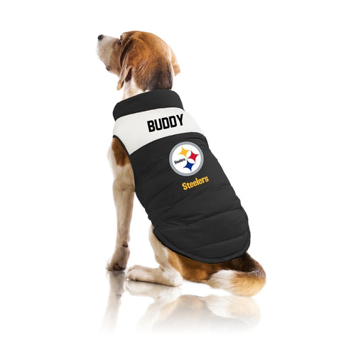 Pittsburgh Steelers Custom Pet Parka Puff Vest Pittsburgh Steelers Little Earth Productions   