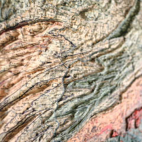 3D Raised Relief Map Pennsylvania – Framed Walnut, Topographic Terrain Artwork 3D - YinzerShop