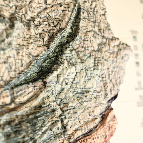 3D Raised Relief Map Pennsylvania – Framed Walnut, Topographic Terrain Artwork 3D - YinzerShop