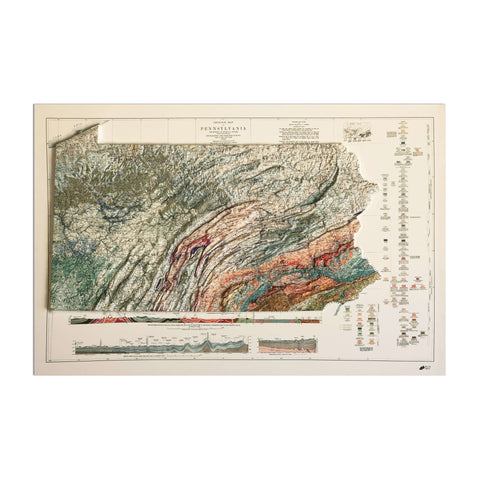 3D Raised Relief Map Pennsylvania – Framed Walnut, Topographic Terrain Artwork 3D - YinzerShop
