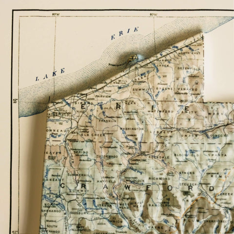 3D Raised Relief Map Pennsylvania – Framed Walnut, Topographic Terrain Artwork 3D - YinzerShop