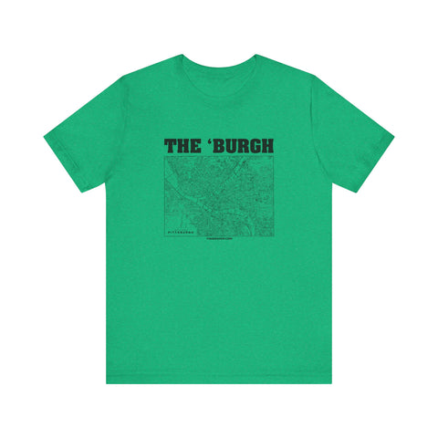 The 'Burgh Retro Map   - Short Sleeve Tee T-Shirt Printify Heather Kelly S 