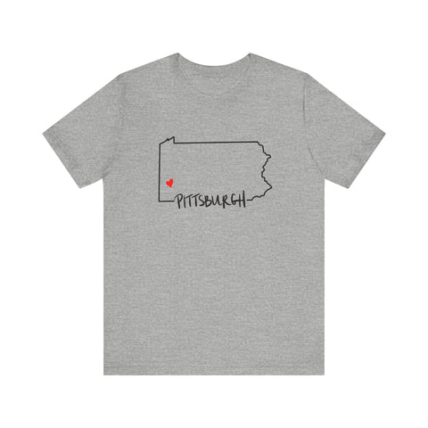 Love Pittsburgh Pennsylvania Short Sleeve T-Shirt  - Unisex bella+canvas 3001 T-Shirt Printify Athletic Heather S 