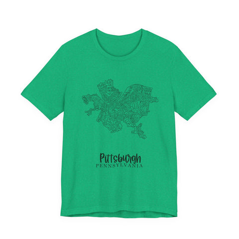 Pittsburgh Neighborhoods Map Short Sleeve T-Shirt