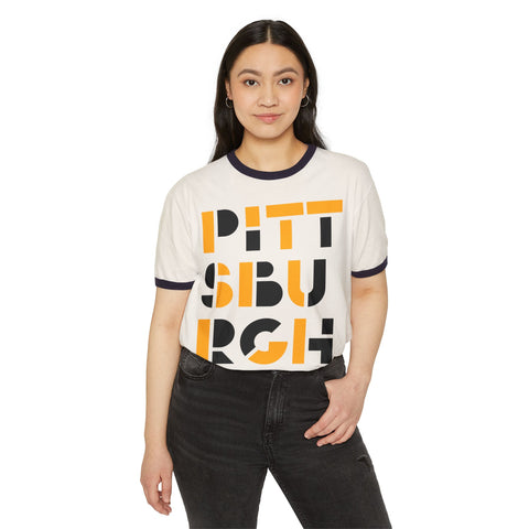 Pittsburgh City Art - Unisex Cotton Ringer T-Shirt