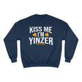 Kiss Me, I'm Yinzer - Champion Crewneck Sweatshirt Sweatshirt Printify Navy S 