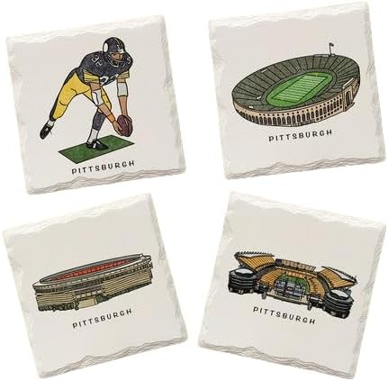 Pittsburgh Football Variety Pack - Ceramic Drink Coasters - 4 Pack Coasters The Doodle Line