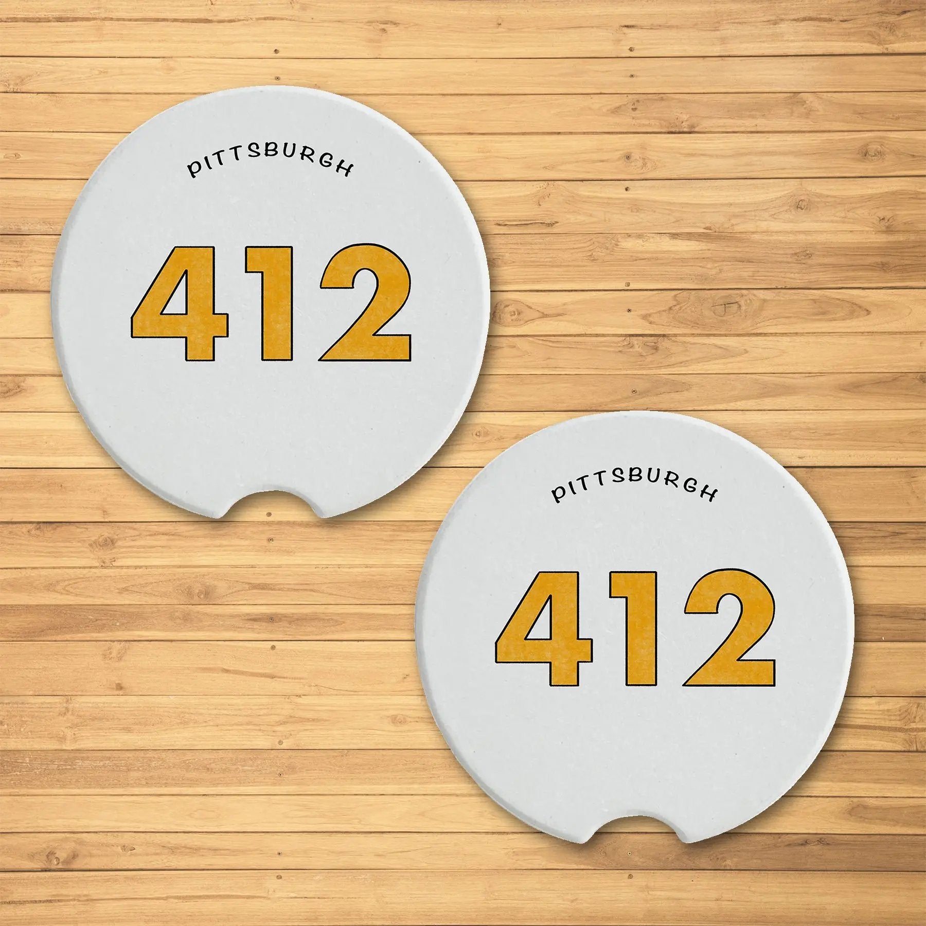 Pittsburgh 412 Area Code Ceramic Car Coaster - 2 Pack – YinzerShop