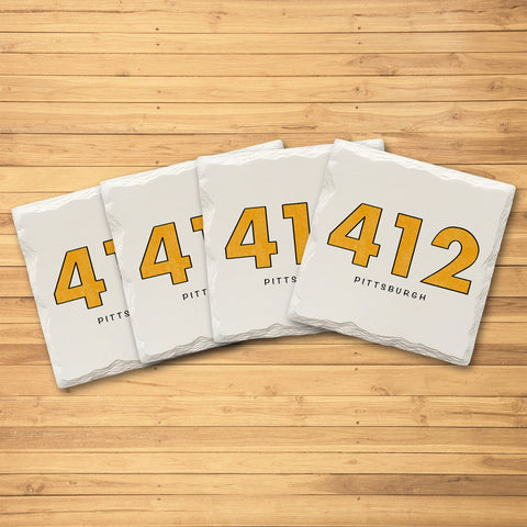 Pittsburgh 412 Area Code 412 Ceramic Drink Coasters set - 4 Pack Coasters The Doodle Line   