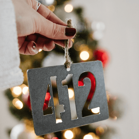 412 Area Code Ornament - Recycled Steel Christmas Decoration | Pittsburgh Gift Idea Holiday Ornaments - YinzerShop
