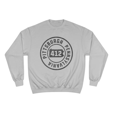 412 Area Code Pittsburg PA Stamped - Champion S600 Sweatshirt Sweatshirt - YinzerShop