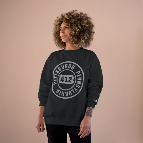 412 Area Code Pittsburg PA Stamped - Champion S600 Sweatshirt Sweatshirt - YinzerShop