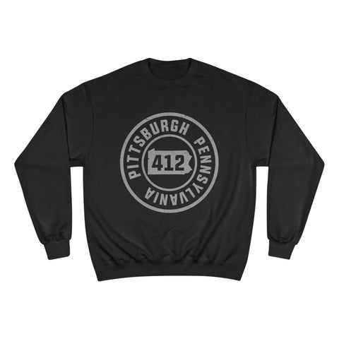 412 Area Code Pittsburg PA Stamped - Champion S600 Sweatshirt Sweatshirt - YinzerShop