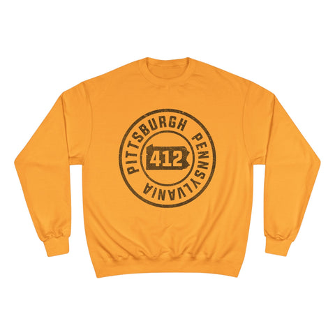 412 Area Code Pittsburg PA Stamped - Champion S600 Sweatshirt Sweatshirt - YinzerShop