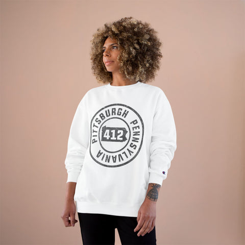 412 Area Code Pittsburg PA Stamped - Champion S600 Sweatshirt Sweatshirt - YinzerShop