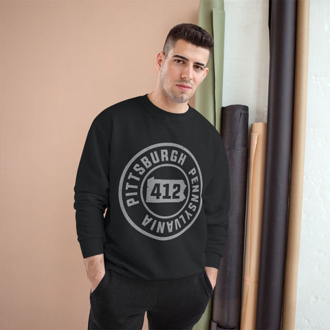 412 Area Code Pittsburg PA Stamped - Champion S600 Sweatshirt Sweatshirt - YinzerShop
