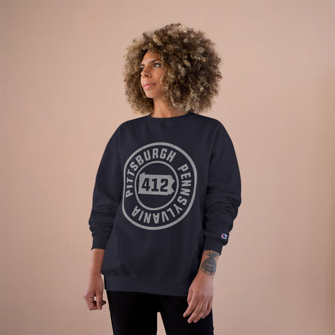 412 Area Code Pittsburg PA Stamped - Champion S600 Sweatshirt Sweatshirt - YinzerShop