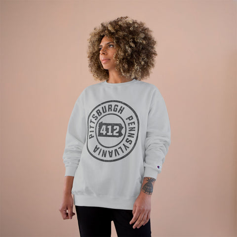 412 Area Code Pittsburg PA Stamped - Champion S600 Sweatshirt Sweatshirt - YinzerShop