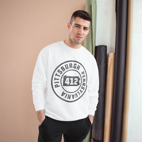 412 Area Code Pittsburg PA Stamped - Champion S600 Sweatshirt Sweatshirt - YinzerShop