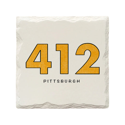 412 Area Code Pittsburgh Ceramic Drink Coaster by The Doodle Line Coaster - YinzerShop