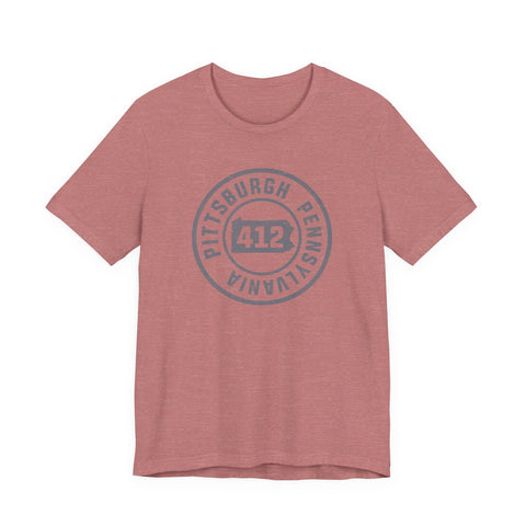 412 Area Code Pittsburgh Pa Stamped Short Sleeve T-Shirt T-Shirt - YinzerShop