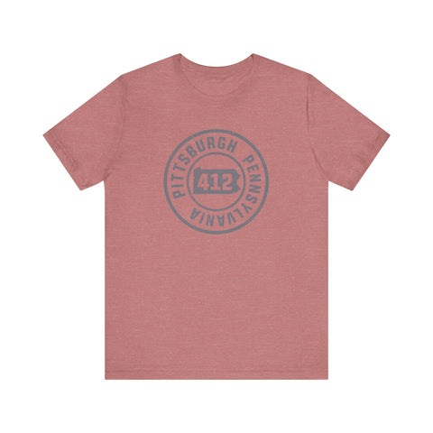 412 Area Code Pittsburgh Pa Stamped Short Sleeve T-Shirt T-Shirt - YinzerShop