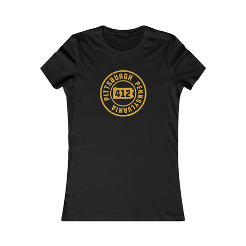 412 Area Code Pittsburgh Pa Stamped Women's Slim Feminine Fit T-Shirt T-Shirt - YinzerShop
