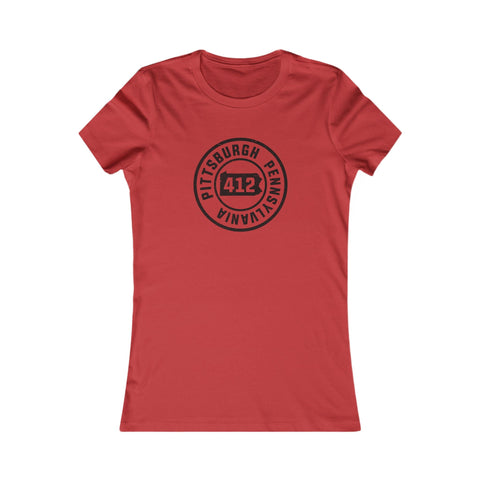 412 Area Code Pittsburgh Pa Stamped Women's Slim Feminine Fit T-Shirt T-Shirt - YinzerShop