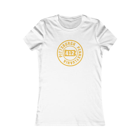 412 Area Code Pittsburgh Pa Stamped Women's Slim Feminine Fit T-Shirt T-Shirt - YinzerShop