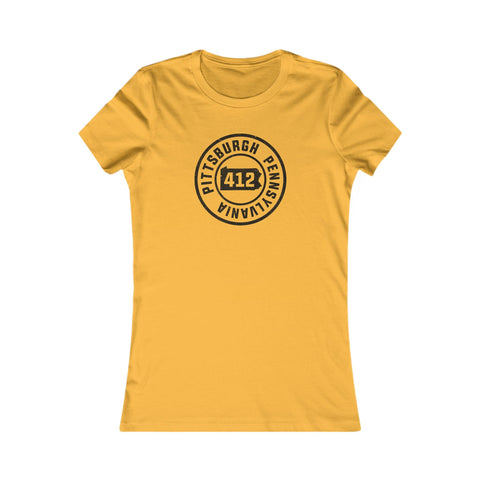 412 Area Code Pittsburgh Pa Stamped Women's Slim Feminine Fit T-Shirt T-Shirt - YinzerShop